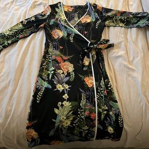 Boohoo floral Black wrap cocktail dress